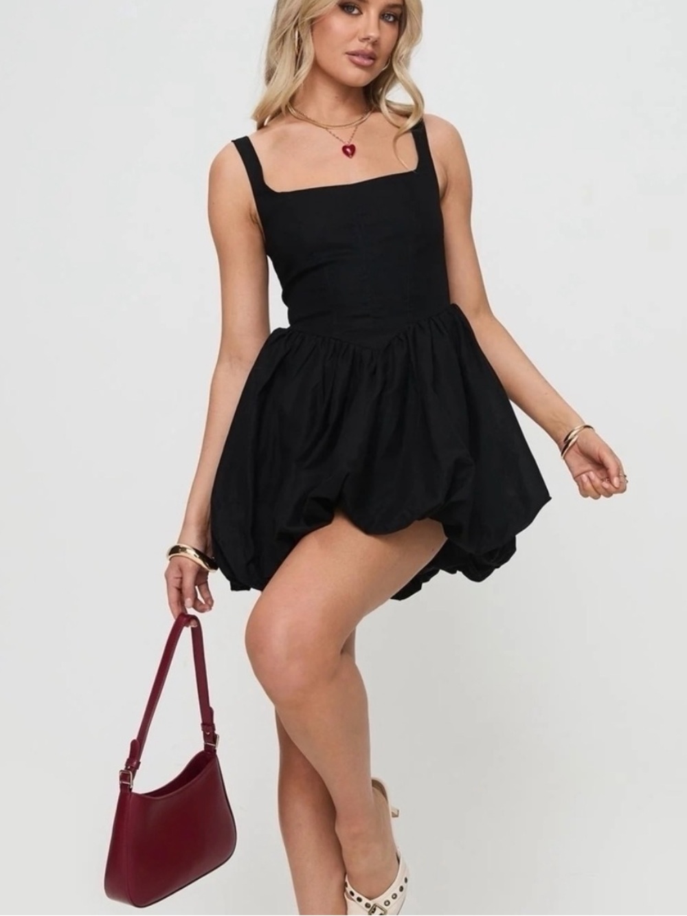 Princess Polly black mini corset a line dress